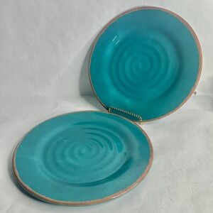 HOME Melamine Plates 10.5" Teal Blue Swirl Dinnerware Set of 2